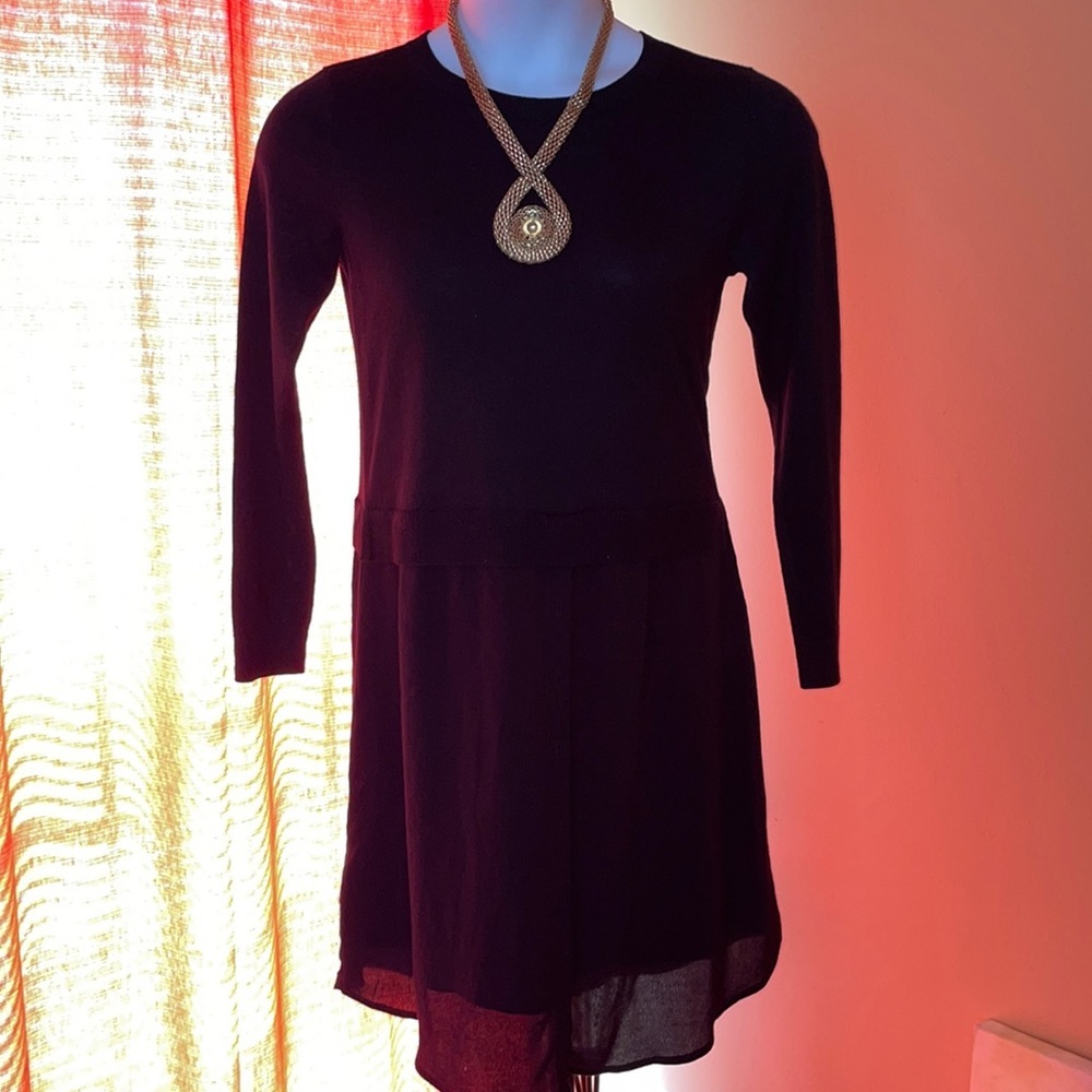 Loft | Black Long Sleeve Cardigan Illusion Dress​